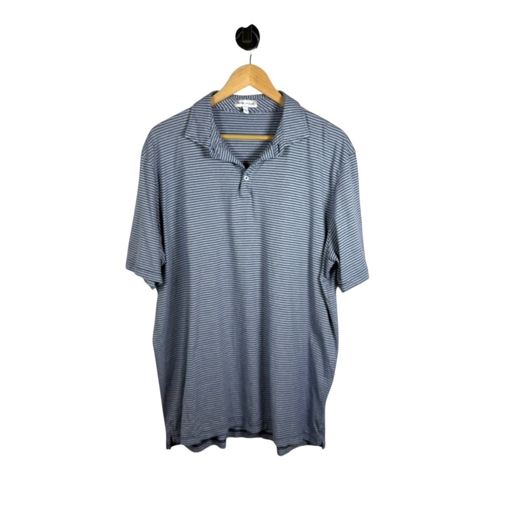 Peter Millar Men’s Striped Performance Polo in White/Navy Size XL